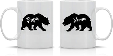 Mama Bear, Papa Bear by Witty Fashions Couple Improved Packaging Coffee Mug Set (White, 11oz)