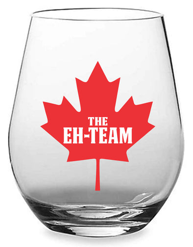 EH Team -Funny Maple Leaf - 1st July Canada Day Pride - 15 oz Stemless Wine Glass