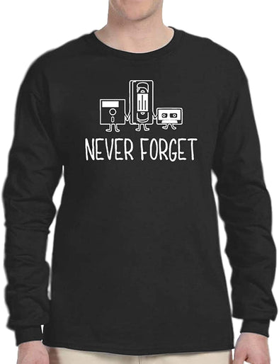 Never Forget Floppy Disk VHS Cassette Tape Music Men's Long Sleeve T-Shirt