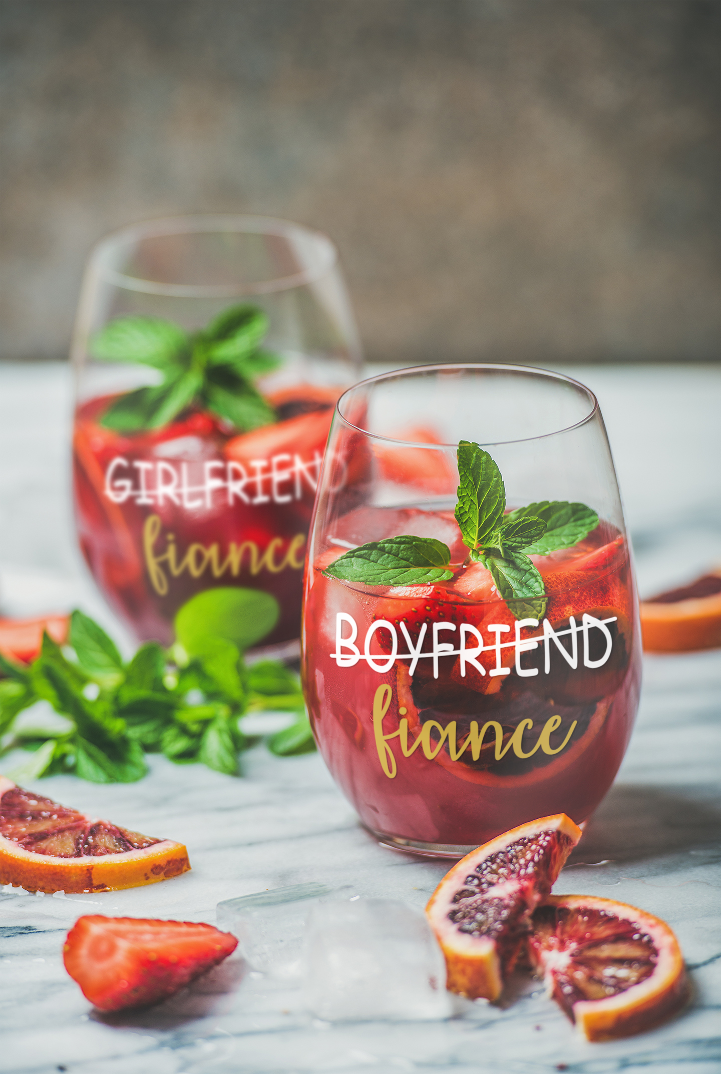 Engagement Gifts for Couples - Boyfriend Girlfriend Wine glasses