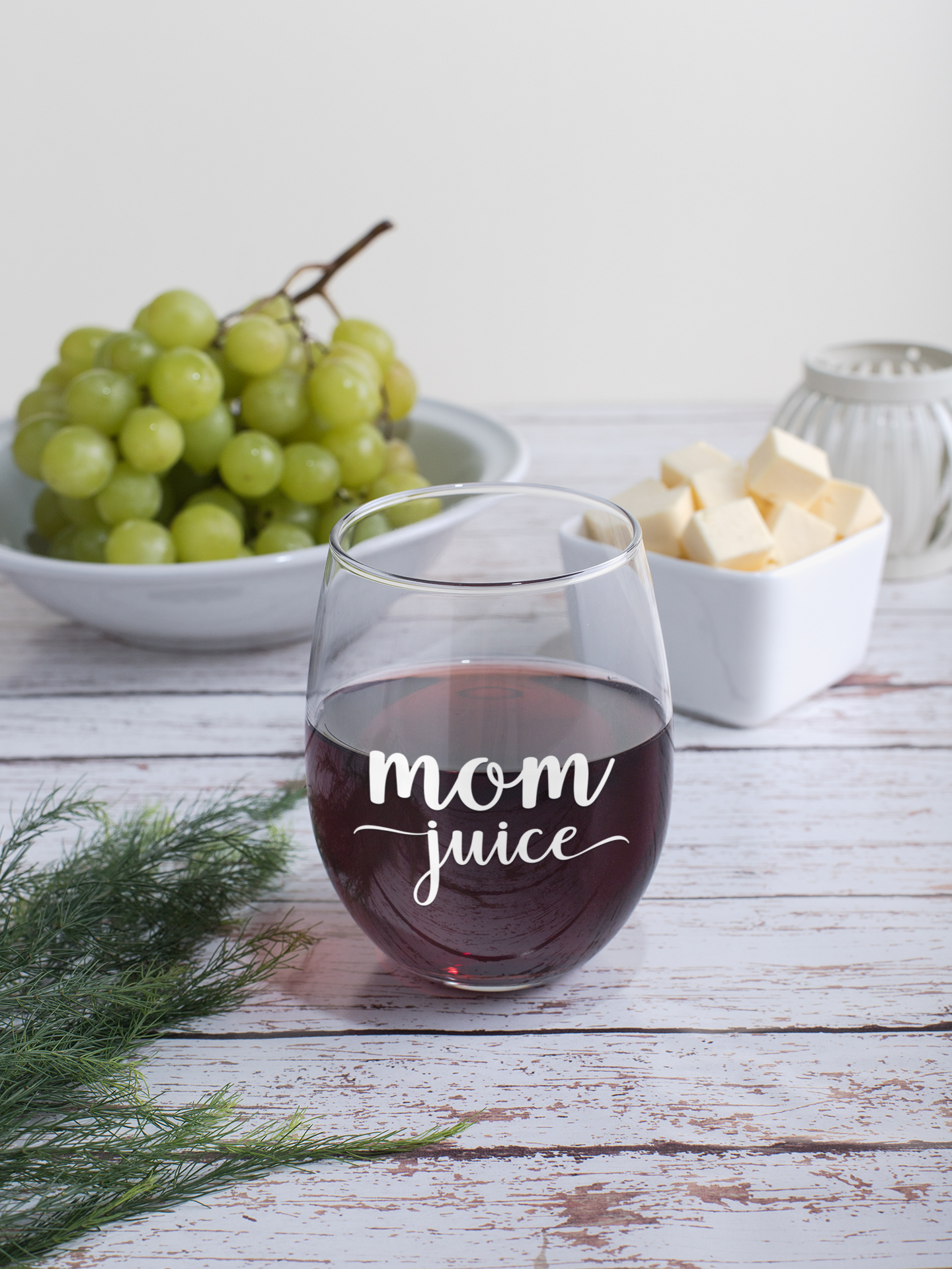 Mama Juice Funny 15oz Stemless Crystal Wine Glass